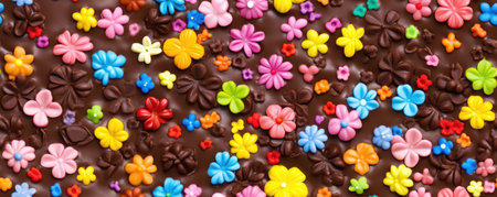 colorful sprinkles in form of flowers seamless pattern backgroundの素材