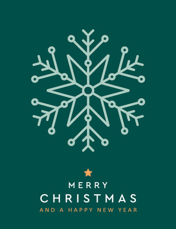 minimalistic christmas greeting card with snowflake vector illustrationのイラスト素材