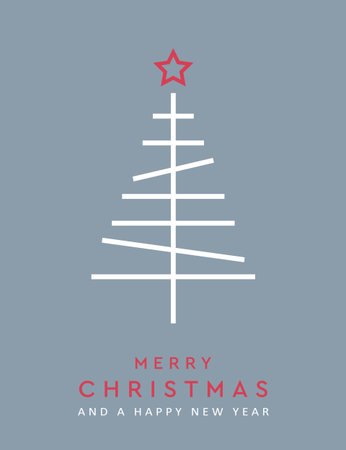 minimalistic christmas greeting card with fir tree vector illustrationのイラスト素材