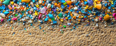 microplastics an the beach environmental pollution conceptの素材