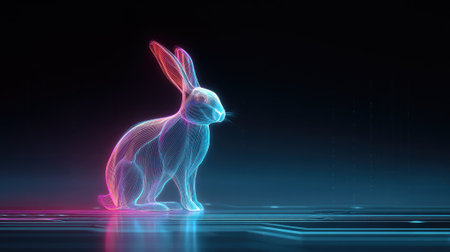 digital virtual bunny future technology illustrationの素材