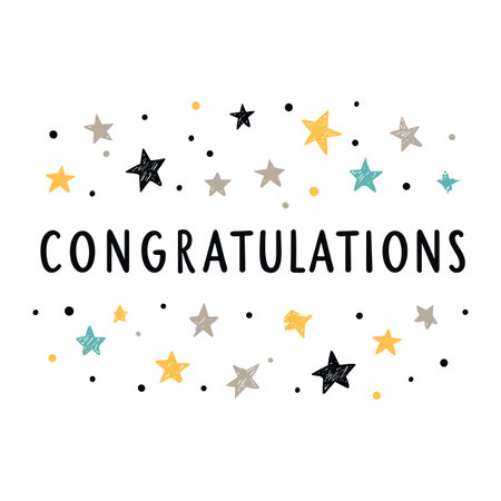 congratulations text with stars isolated vector illustrationの素材