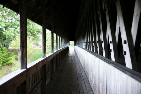 covered bridge walkwayの写真素材