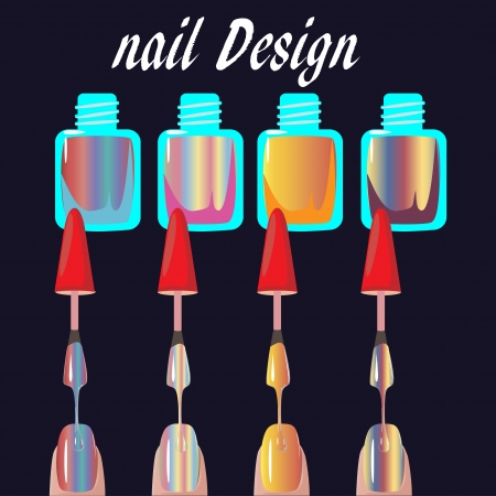 Set of multicolored nail polish brushes. vectorのイラスト素材
