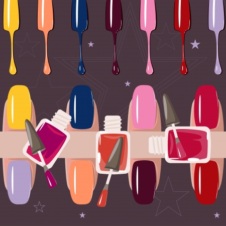 Set of multicolored nail polish brushes. vectorのイラスト素材