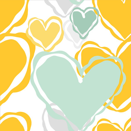 Seamless vector pattern design with colorful hearts in boho style. Vector romantic background. Great for fabric, textile, apparel.のイラスト素材