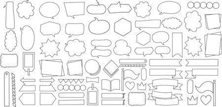 Speech, thought, speaking hand drawn bubbles set. Talk clouds sketching. Balloon shape.のイラスト素材