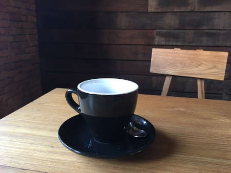 Coffee cup on the wood table.の写真素材