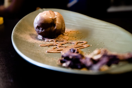 Chocolate ice cream high cuisine desert