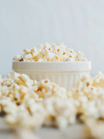 Salt Popcorn in a bowlの写真素材