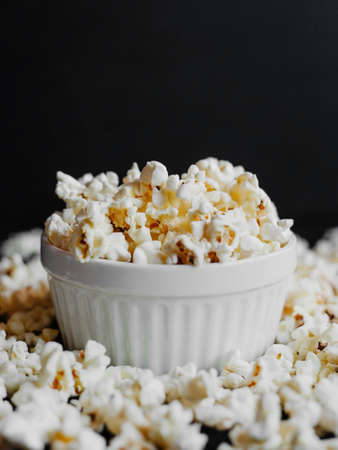 Salt Popcorn in a bowlの写真素材
