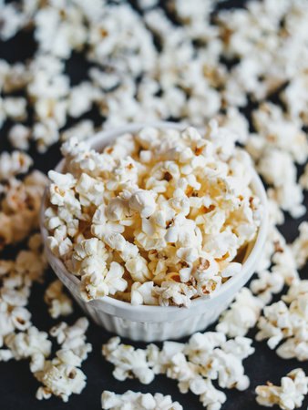 Salt Popcorn in a bowlの写真素材