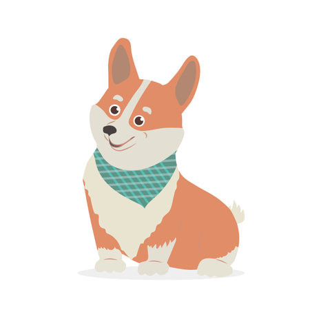Cute Welsh Corgi dog, illustration for children, postcards, children's books.のイラスト素材