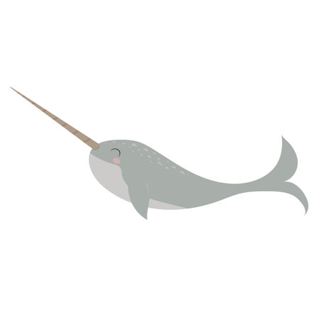 Vector illustration of a narwhal isolated on a white background.のイラスト素材