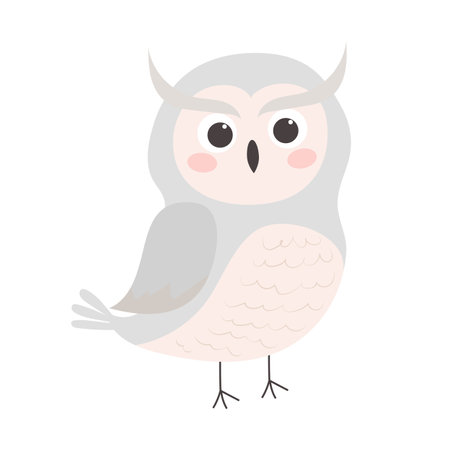 Cute cartoon owl. Vector illustration isolated on a white background.のイラスト素材