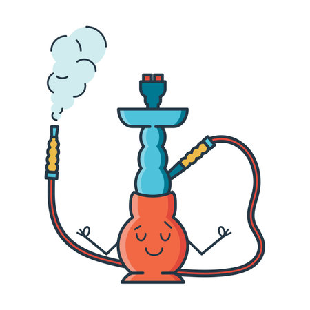 Smoking hookah with smoke. Vector illustration in a flat style.のイラスト素材