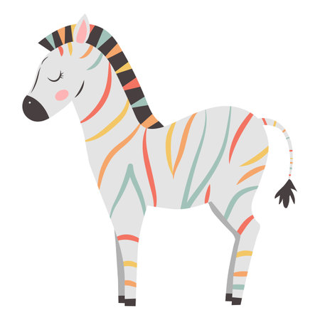Cute hand drawn zebra. Vector illustration in cartoon style.のイラスト素材