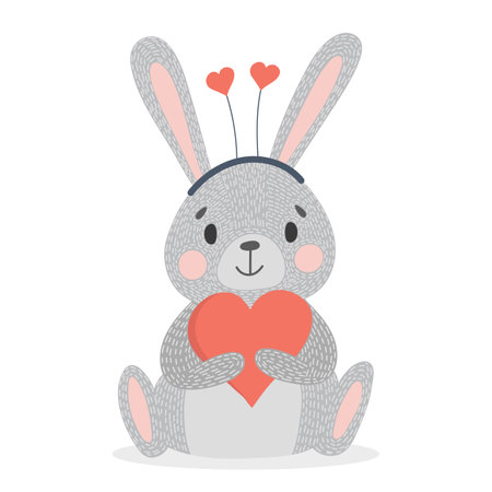 Cute rabbit with a heart. Valentine's day vector illustration.のイラスト素材