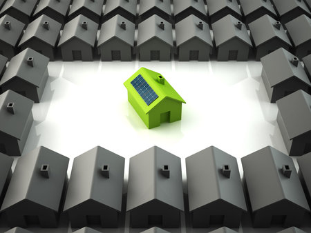 Modern eco house standing out from the othersの写真素材