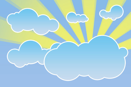 Abstract cloudscape with sun rays illustration