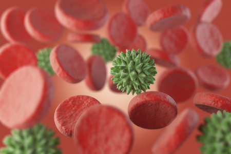 Virus attacking blood cellsの写真素材