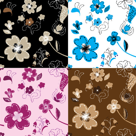 Set of hand-drawn seamlesses for designのイラスト素材