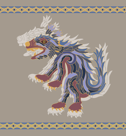 Traditional aztec coyote  illustration for designのイラスト素材