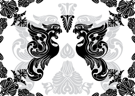 Phoenix stencil and decorative frameworkのイラスト素材