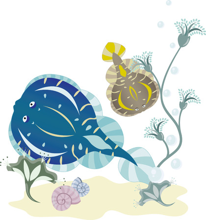 Flounder underwater world illustration for designのイラスト素材