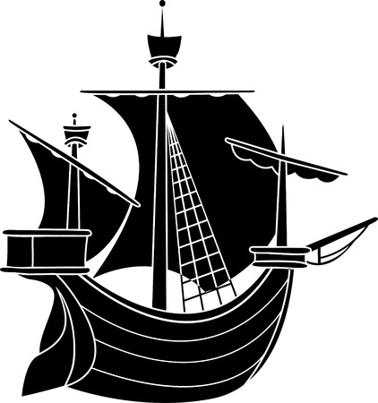 Sailing vessel stencil vector illustration for webのイラスト素材