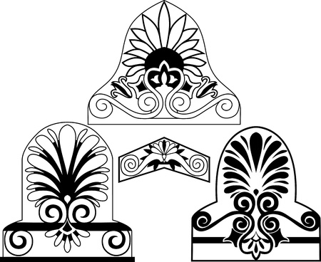 Set of traditional architectural elements stencilのイラスト素材