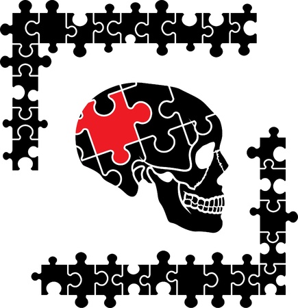 Puzzle human skull, thinking symbolのイラスト素材