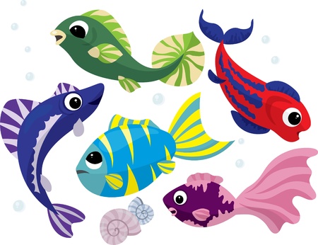 Bright colored cartoon fishes setのイラスト素材