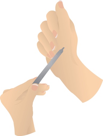 Beautiful female hands, manicure with nile fileのイラスト素材