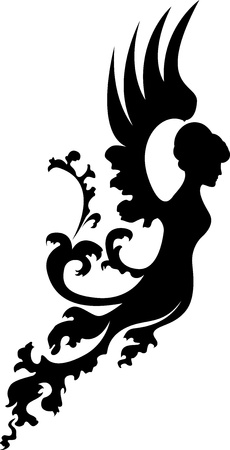 Fantasy angel silhouetteのイラスト素材