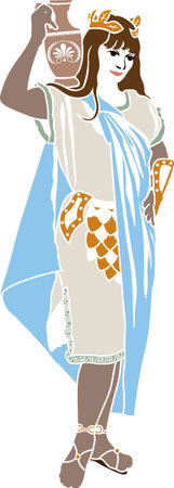 Colored roman patrician woman stencilのイラスト素材