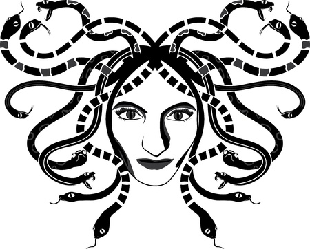 Medusa Gorgona head two-coloured stencilのイラスト素材