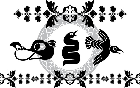 Decoration elements set in viking style のイラスト素材