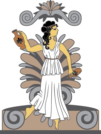Greek woman with amphoras in classical style colored variantのイラスト素材