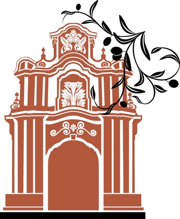 arch stencil with olive branches vector illustration のイラスト素材