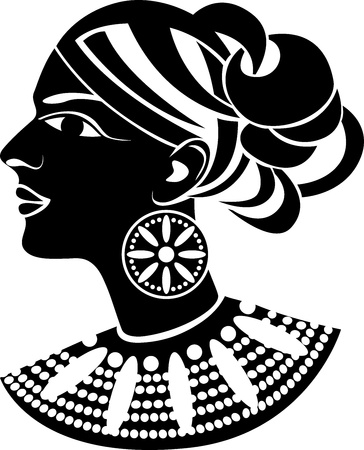 Female profile in african style stencilのイラスト素材