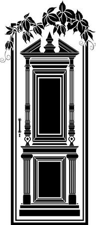 Antique door, entwined with ivy, stencilのイラスト素材