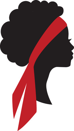 Silhouette of beauty young african girl head in profile with hair bandage.のイラスト素材