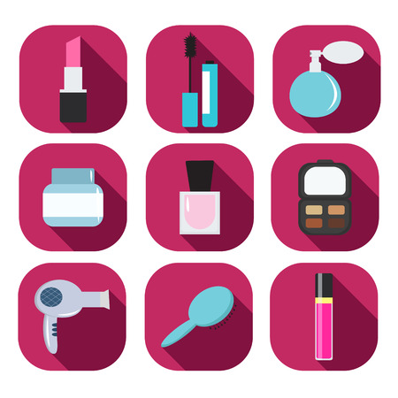 Set of decorative cosmetics and beauty icons.のイラスト素材