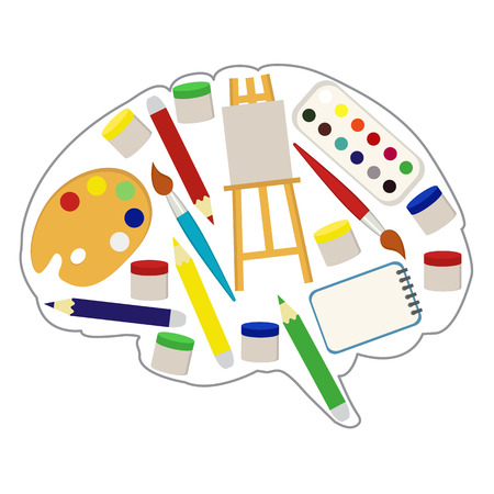 The artist's brain, flat style. Vector illustration.のイラスト素材