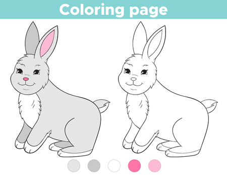 Coloring page outline for kids. Cartoon rabbit. Easter bunny. Coloring book. Drawing kids activity. Vector illustration.のイラスト素材