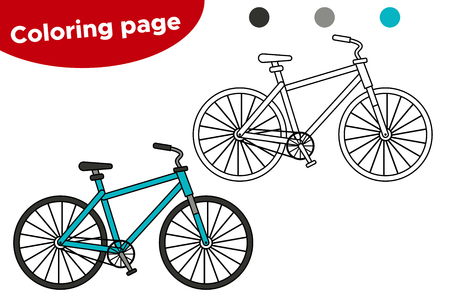Coloring page for children. Cartoon bicycle. Learning transportation for preschool kids.のイラスト素材