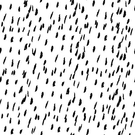 Vector abstract seamless pattern with short brushstrokes. Hand drawn crayon texture. Black and white grunge style illustration.のイラスト素材