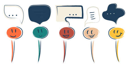 characters talk all different think dialogue many charactersのイラスト素材