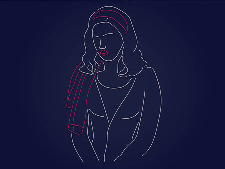 outline of a beautiful girl portrait who looks to the side
